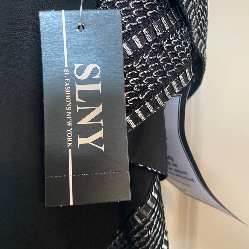 SLNY Chic Black Dress with Silver Detailing - Picture 2 of 6